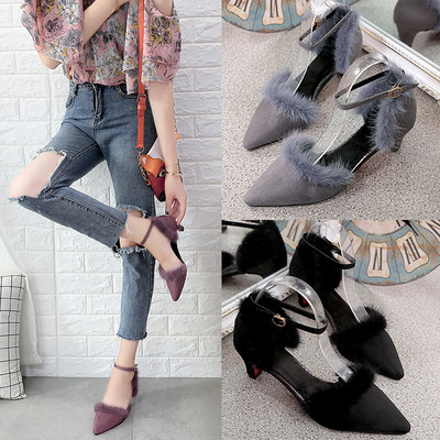 岸森尖頭貂毛單鞋 3厘米細跟，演繹秋冬優雅與性感